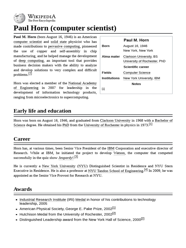 Paul_Horn_(computer_scientist) | PDF | Computing | Computer Science