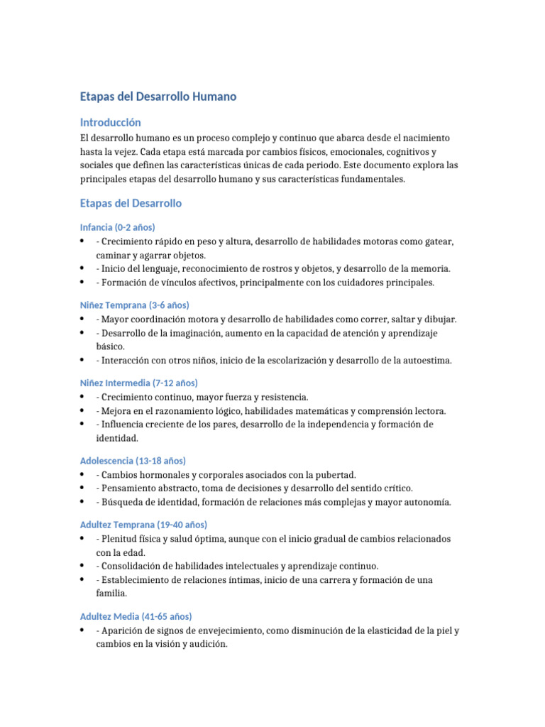 Etapas Clave del Desarrollo Humano | PDF | Adultos | Ciencias del ...