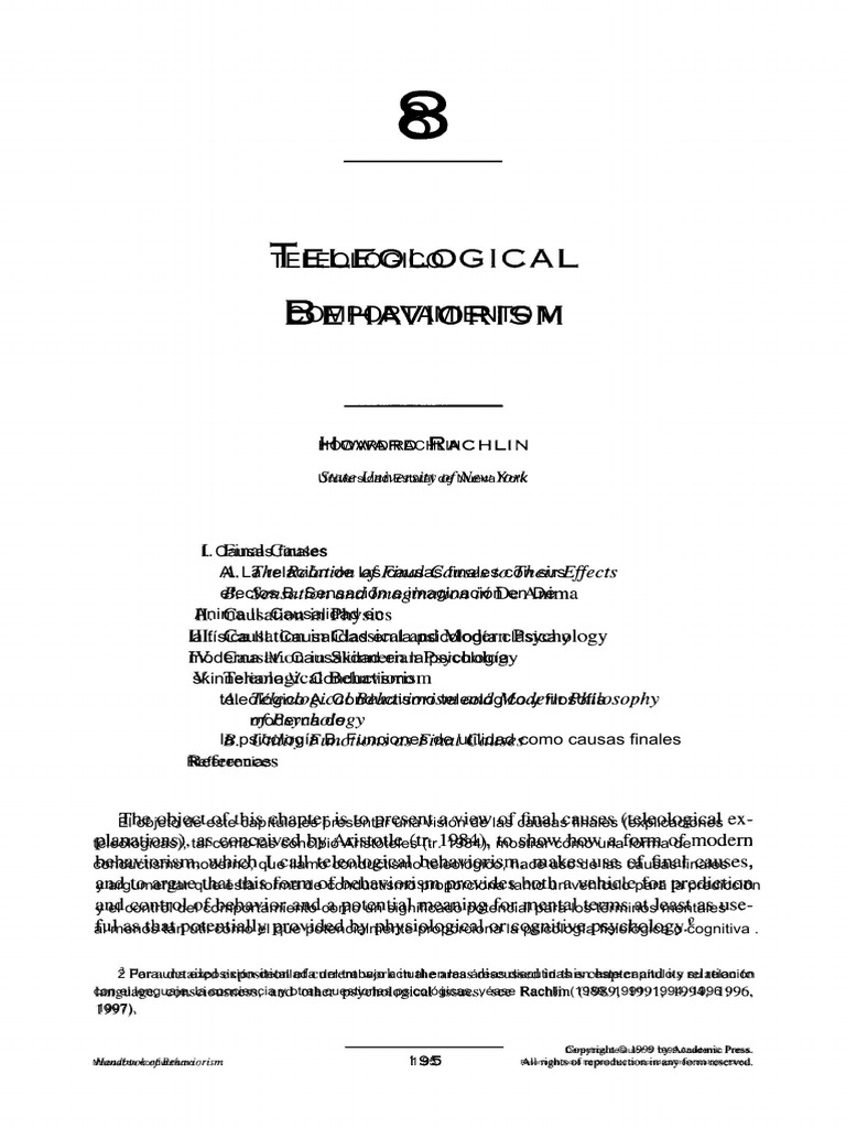 Causas Finales en Conductismo Teleológico | PDF | Behaviorismo | Causalidad