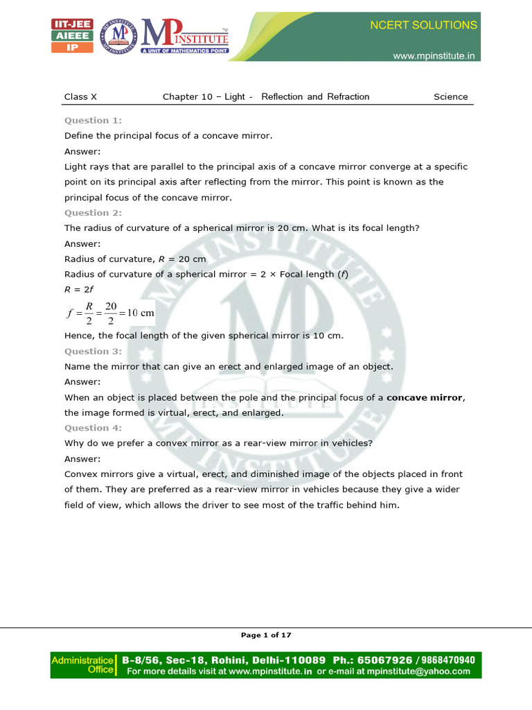 Light Reflection and Refraction Guide | PDF | Mirror | Optics