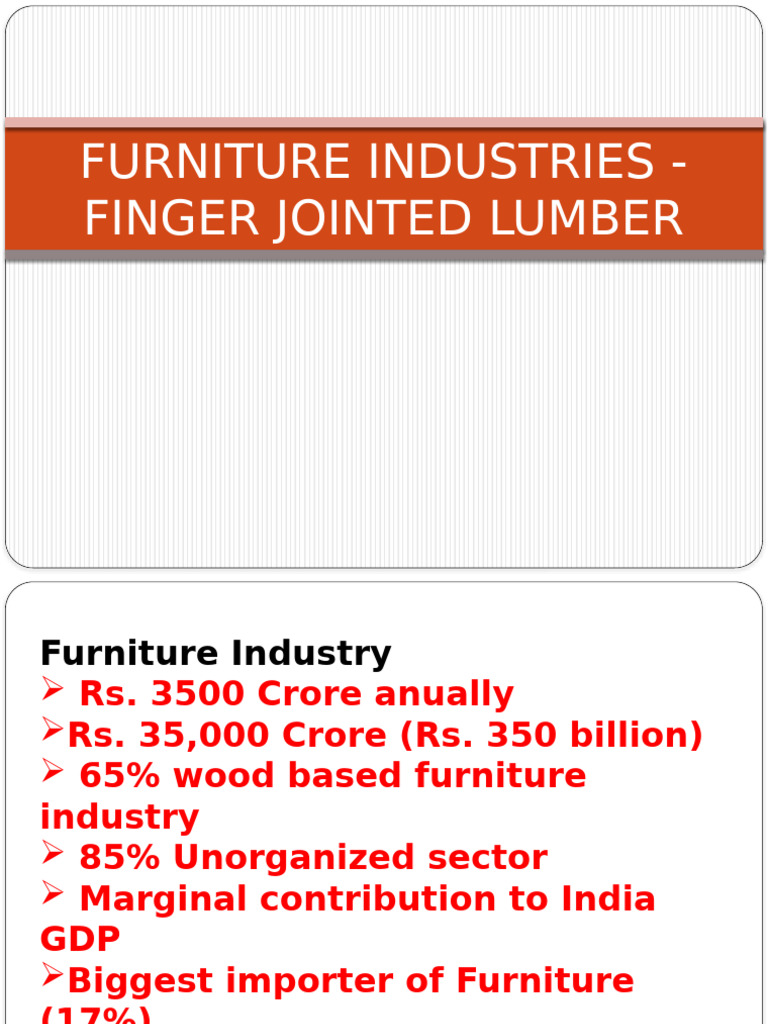 Lec 6 Furniture Industries Finger Jointed Lumer | PDF | Adhesive | Lumber