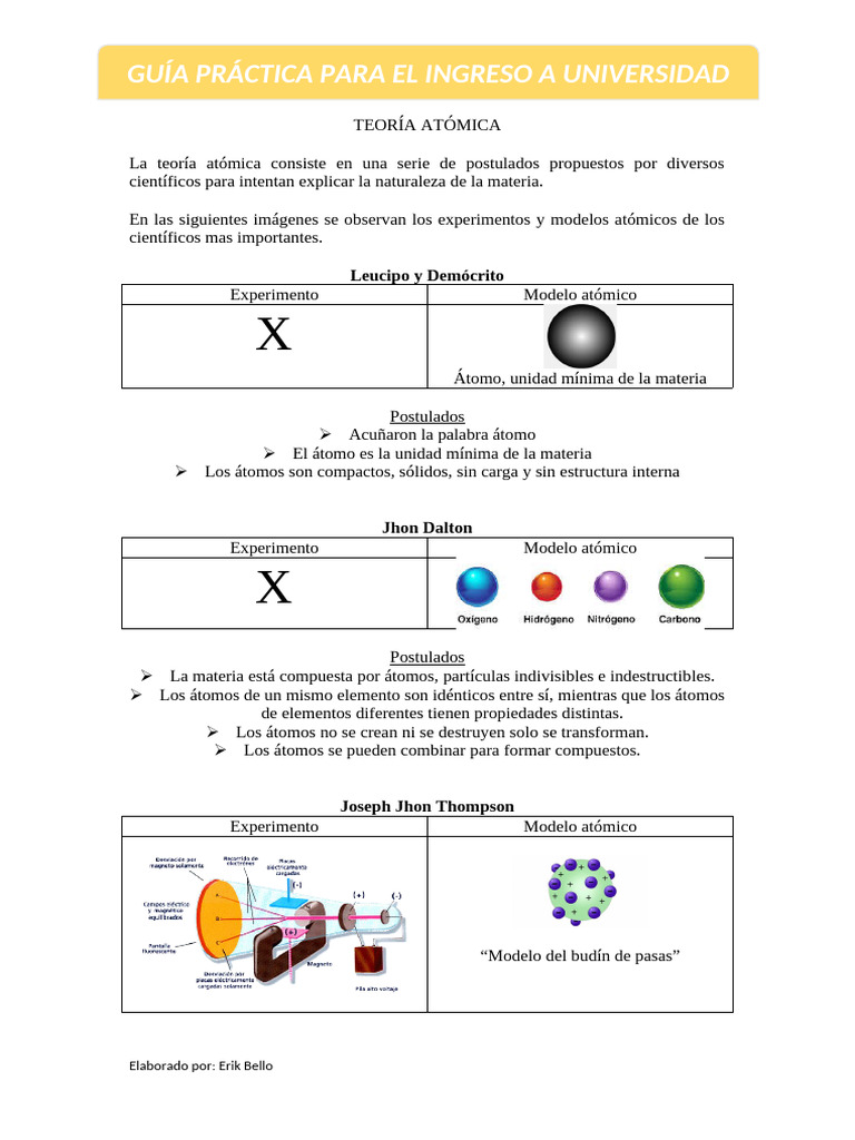 Modelo Atómico de Dalton y Otros | PDF | Átomos | Núcleo atómico