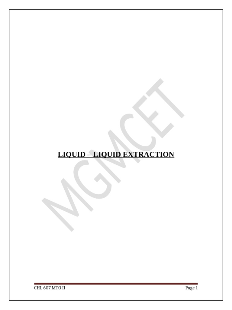 Distribution Coefficient in Liquid-Liquid Extraction | PDF | Phase ...
