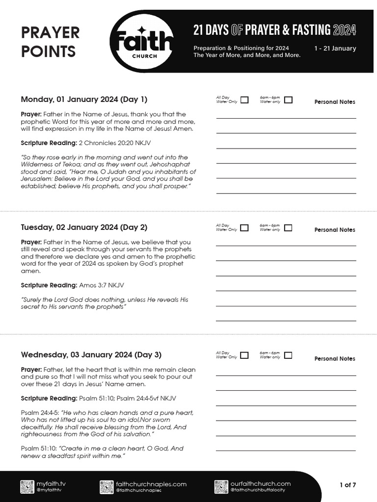 21 Days of Prayer & Fasting 2024 | PDF | Prayer | Glory (Religion)