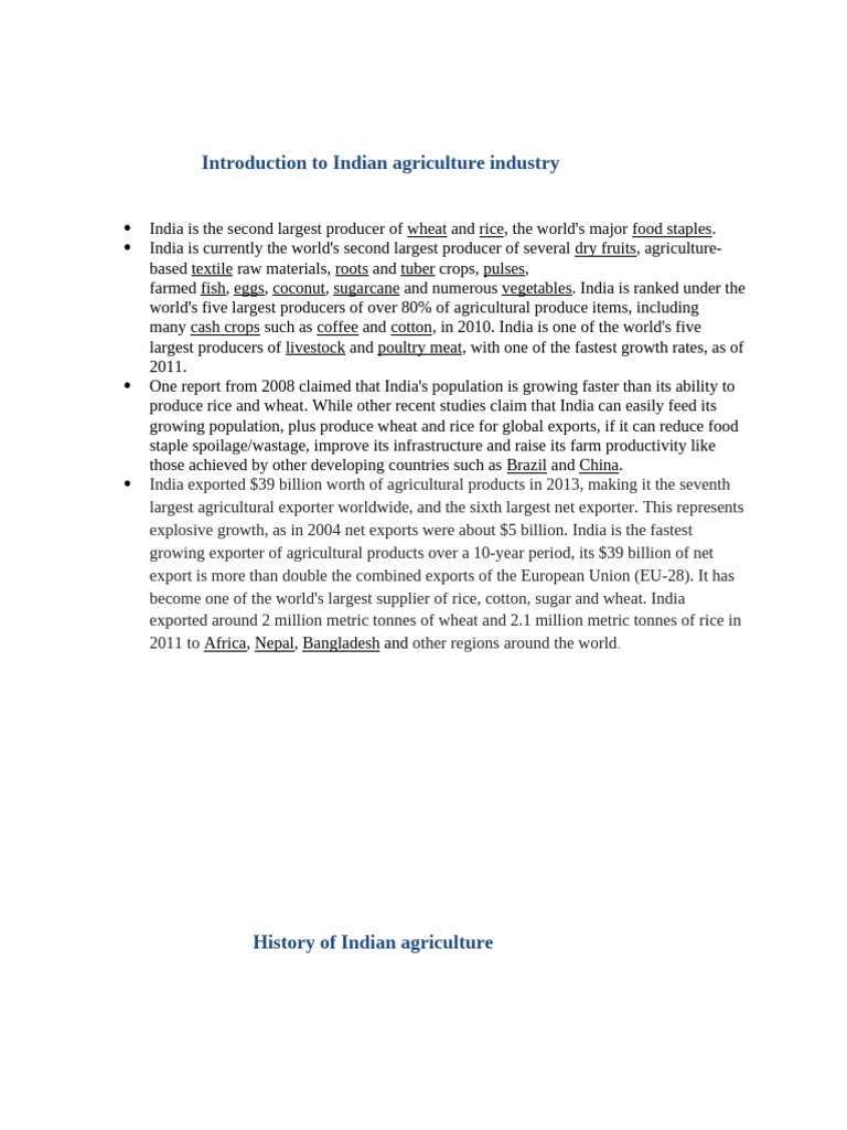 Overview of Indian Agriculture Industry | PDF | Agriculture | Economies
