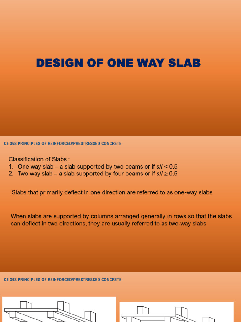 One-Way Slab Design Guide | PDF | Building Engineering | Civil Engineering