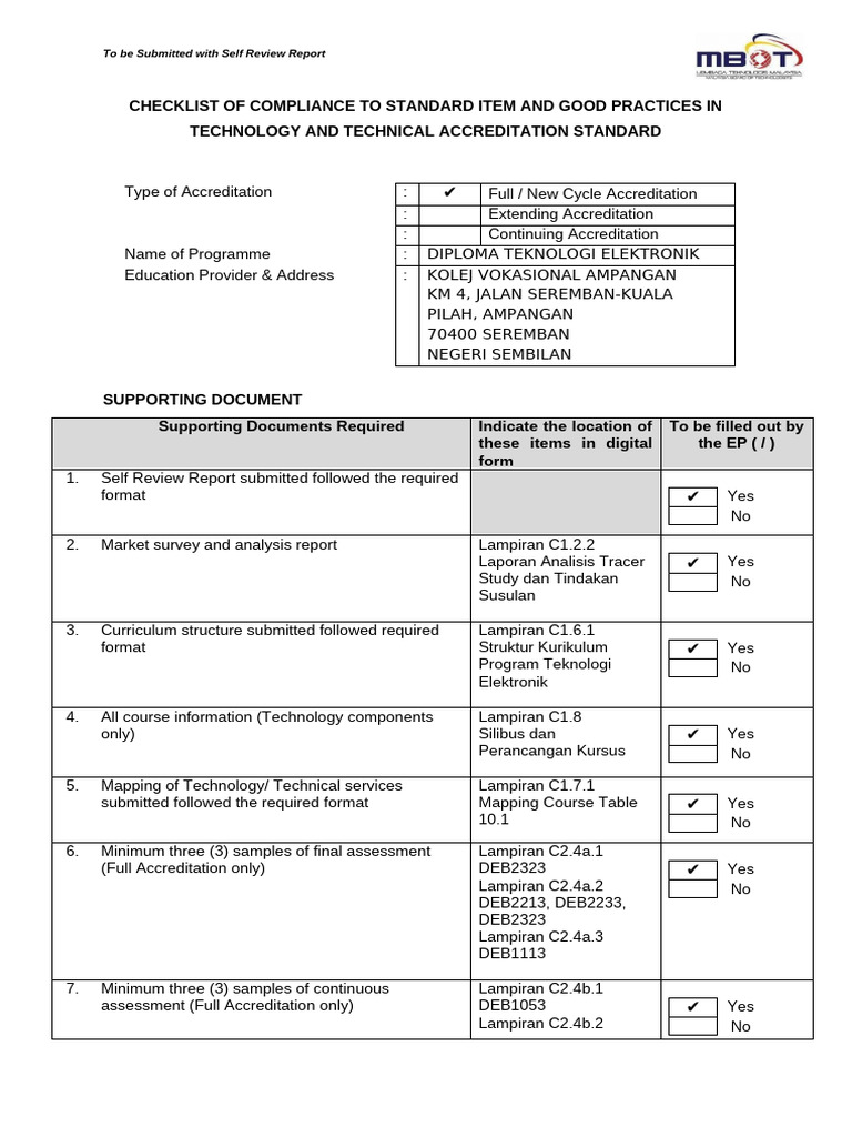 CHECKLIST - OF - COMPLIANCE - TO - STANDARD - ITEM - AND - GOOD ...