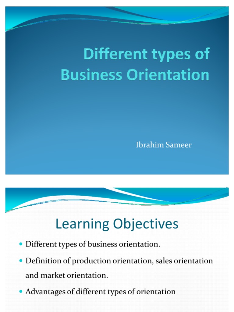 Different Types Of Business Orientation PDF Sales Marketing