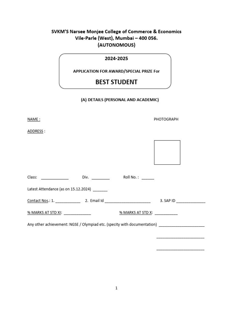 1 AwardsFormat-FOR BEST STUDENT | PDF