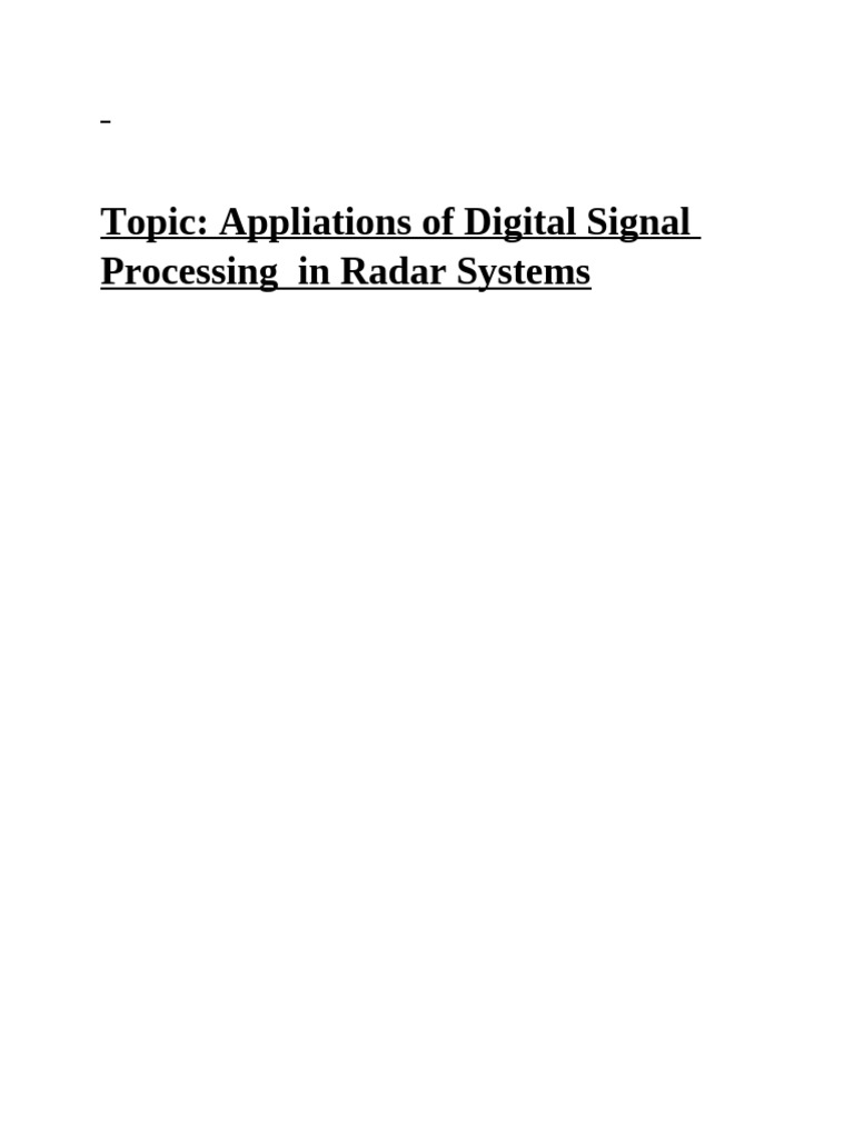 DSP Applications in Radar Systems | PDF | Radar | Digital Signal Processing