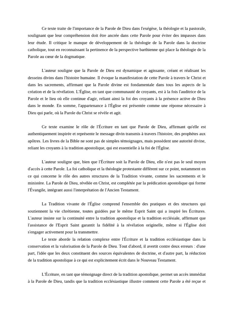 La Parole de Dieu en théologie et exégèse | PDF | Dieu | Théologie