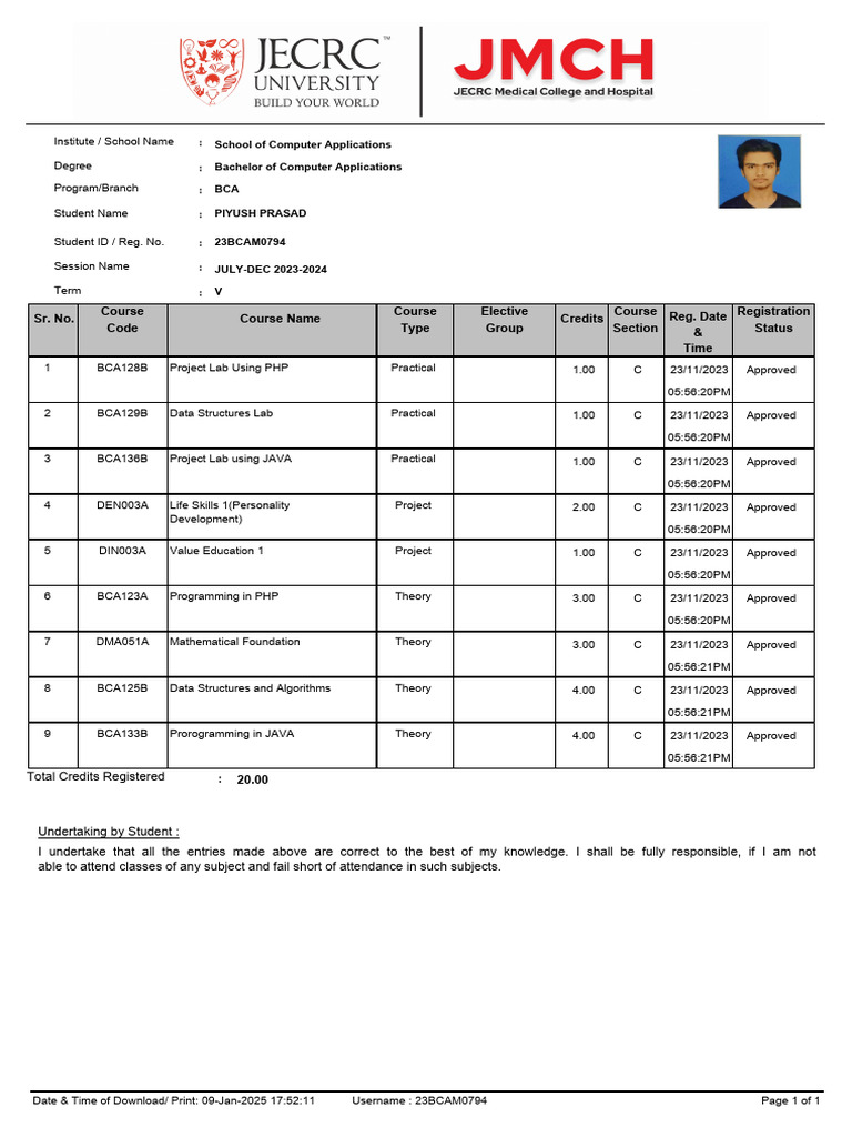 Semester 3 Course Registration Details | PDF | Software Engineering ...