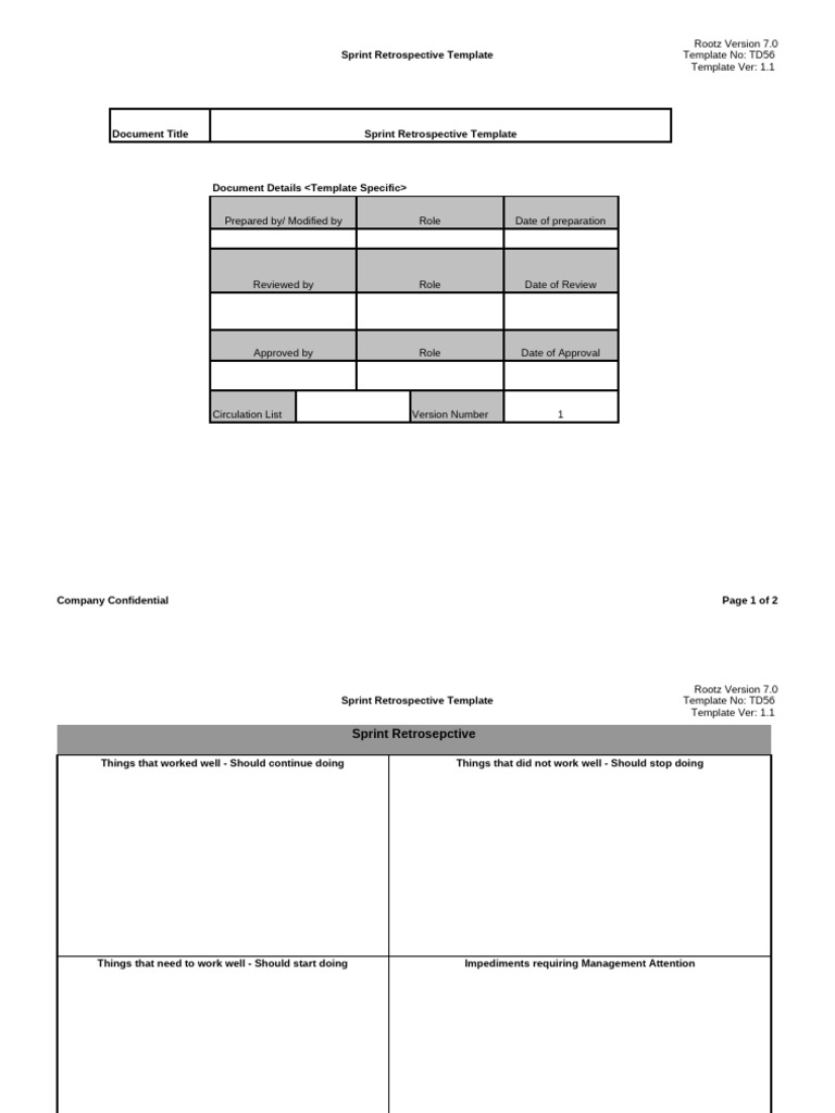 Sprint Retrospective Template | PDF