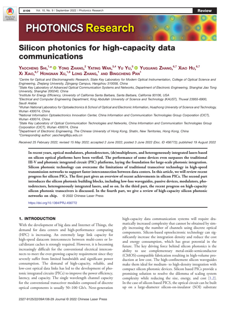 Silicon Photonics For High-Capacity Data | PDF | Photonics ...