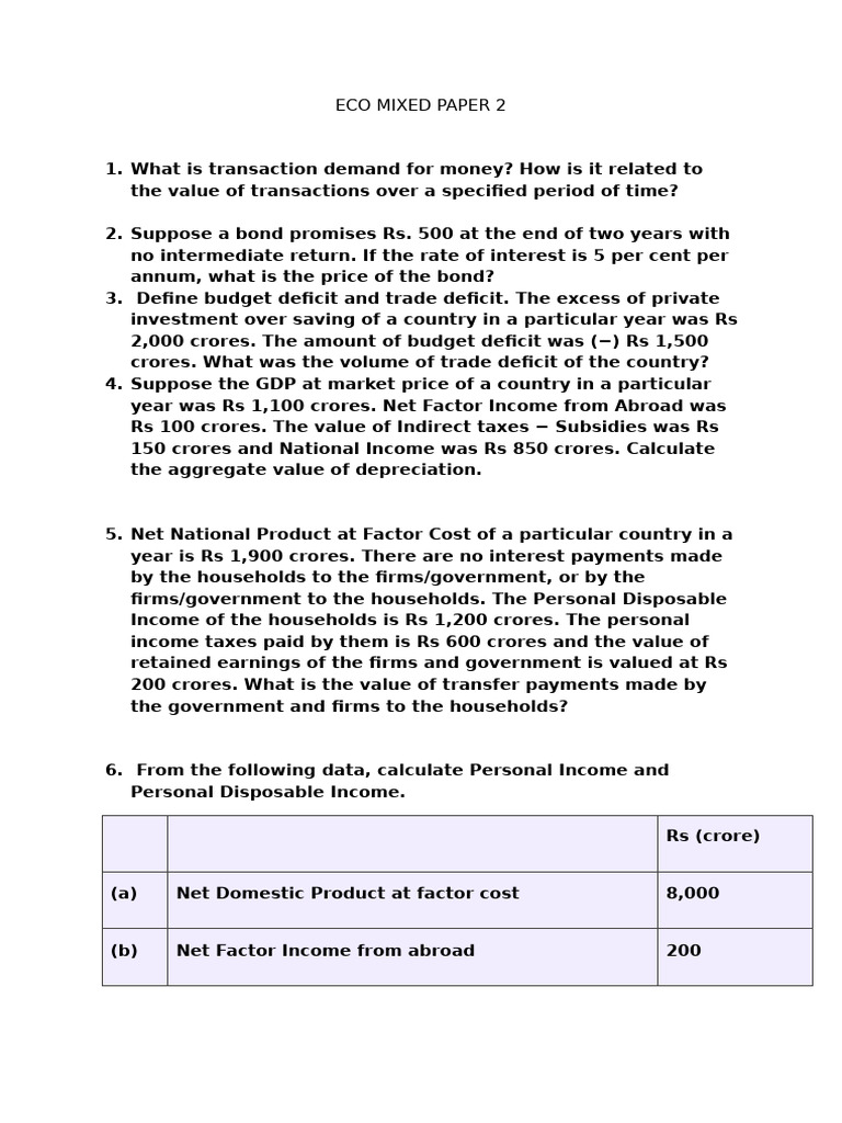 ECO MIXED PAPER 2 | PDF | Gross Domestic Product | Government Budget ...