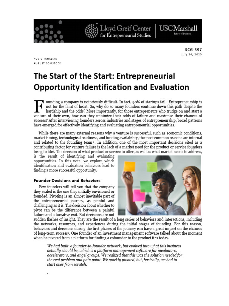 Identification and Evaluation of Opportunity | PDF | Entrepreneurship ...