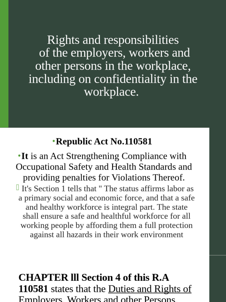 Workplace Rights and Confidentiality Guide | PDF | Occupational Safety ...
