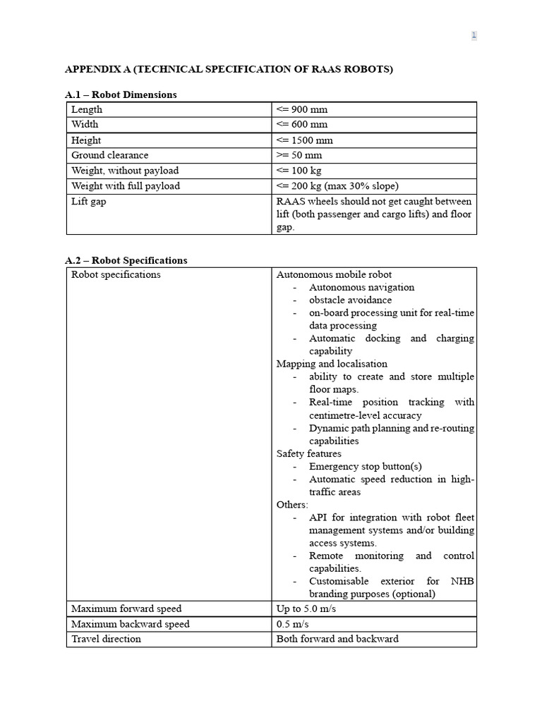 10 Appendix A (Robot Specifications) | PDF | Video | Film And Video ...