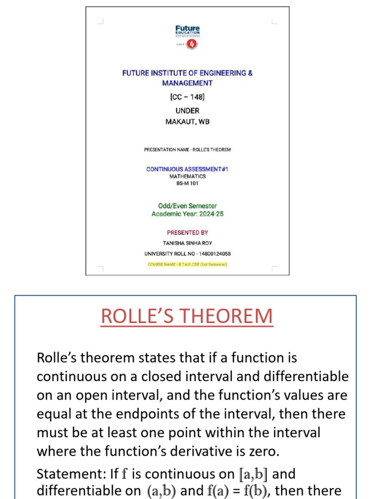 Understanding Rolle's Theorem Explained | PDF