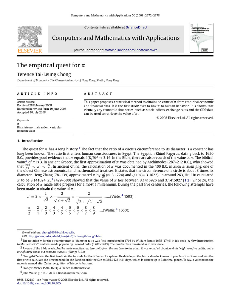 1 s2.0 S0898122108004306 Main | PDF | Pi | Mathematics