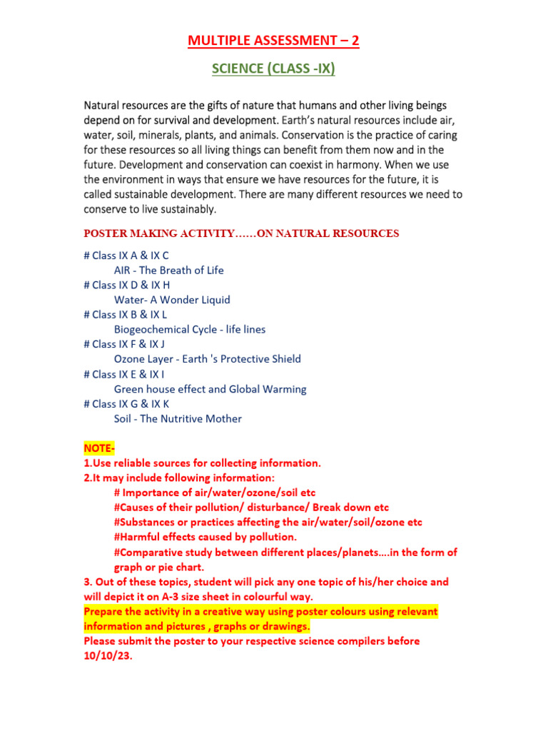 Natural Resources Poster Activity Guide | PDF