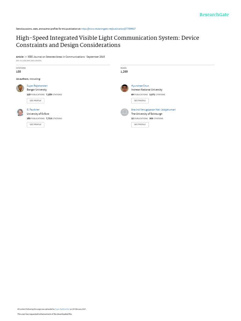 High-Speed Visible Light Communication | PDF | Light Emitting Diode | Mimo
