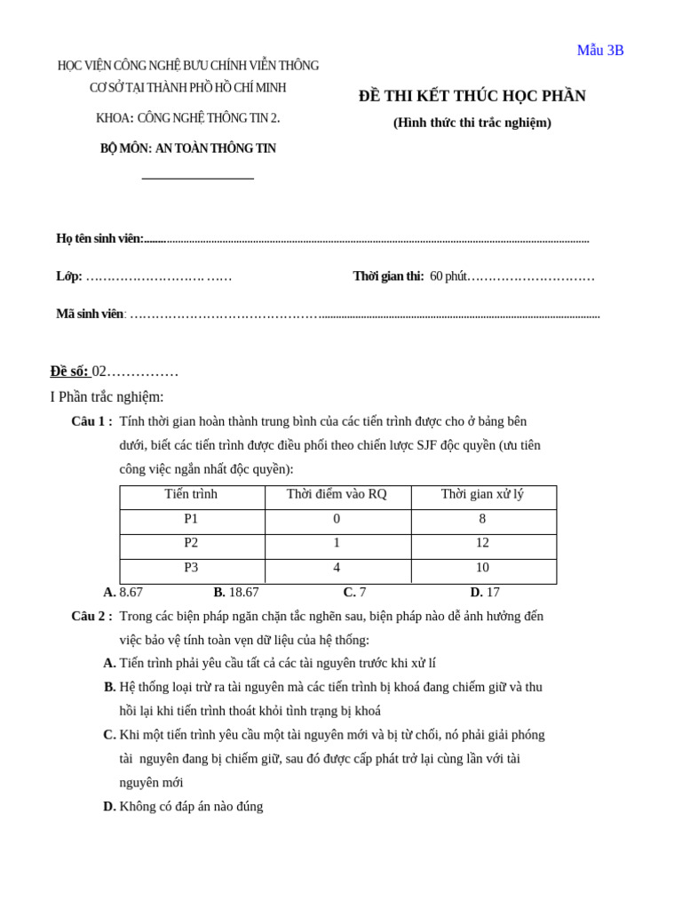 Đề Thi Kết Thúc Học Phần | PDF