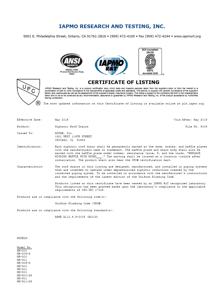 IAPMO-Listing | PDF