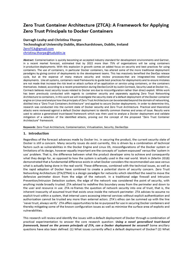 Zero Trust Container Architecture ZTCA A Framework | PDF | Virtual ...