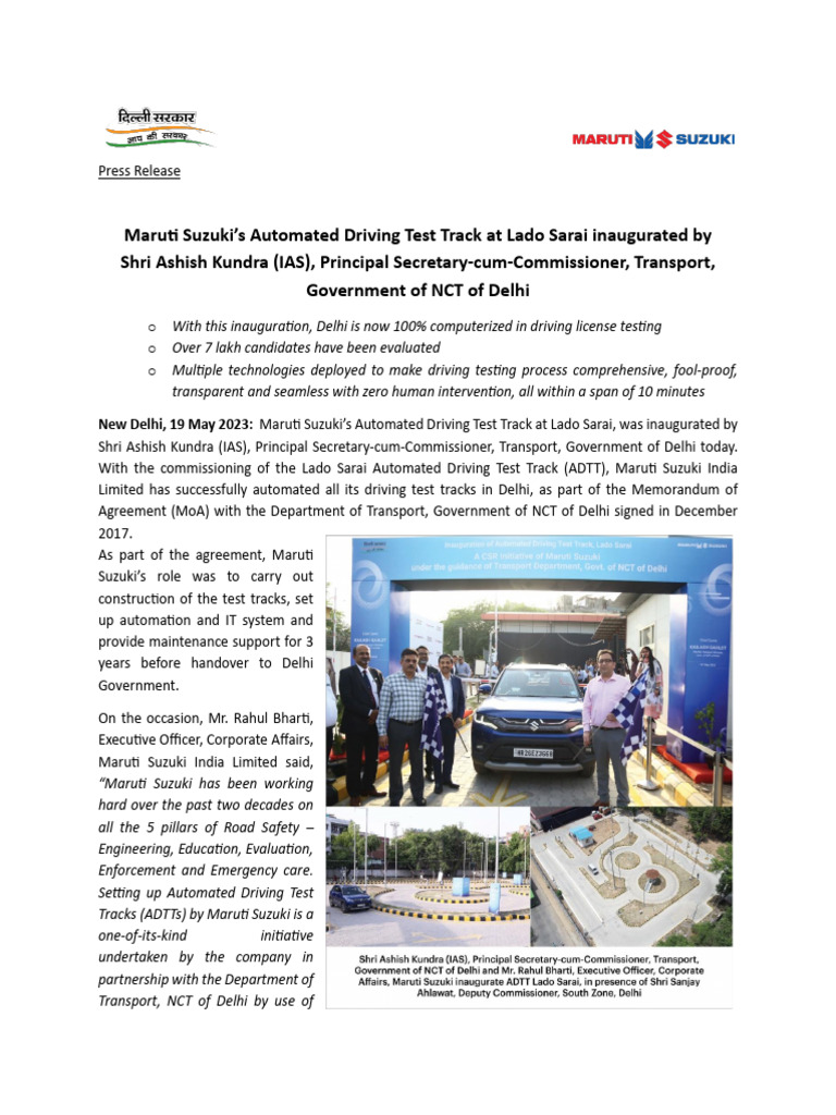Lado Sarai Automated Driving Test Track | PDF | Transport | Land Transport