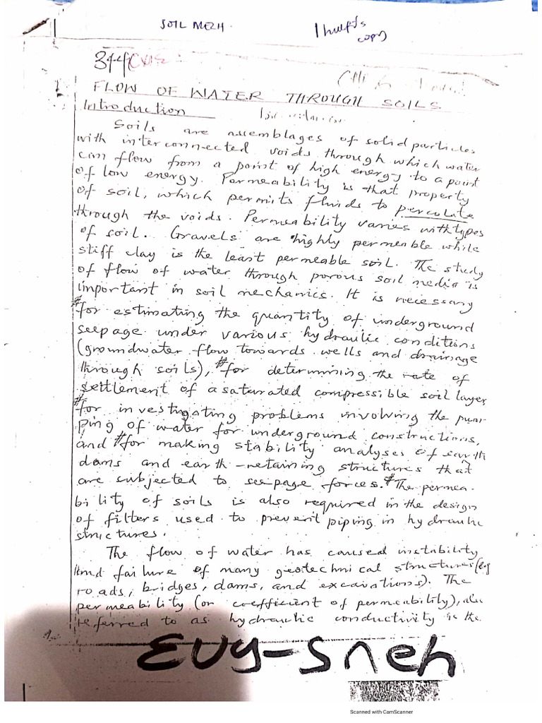 CVE 344 - Flow of Water Through Soils | PDF