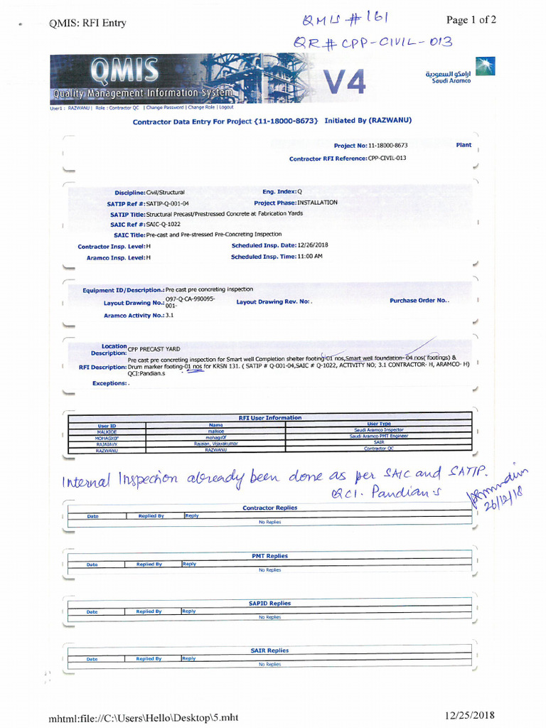 QR#CPP Civil 013 - Qmis#161 | PDF