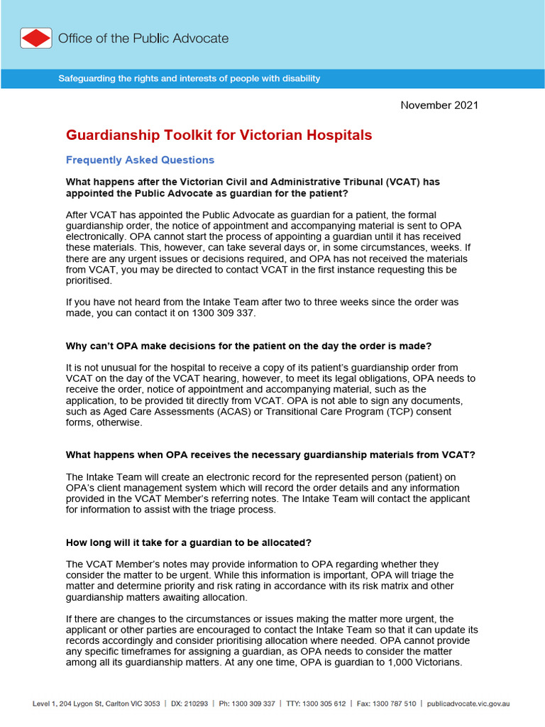 Guardianship Process in Victorian Hospitals | PDF | Legal Guardian ...