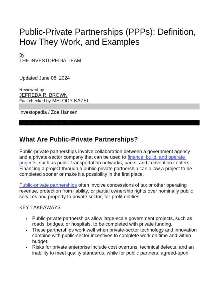Public Private Patnerships | PDF | Public–Private Partnership | Business
