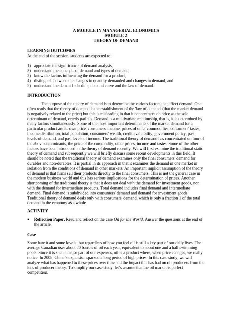 Demand Theory in Managerial Economics | PDF | Demand | Economics