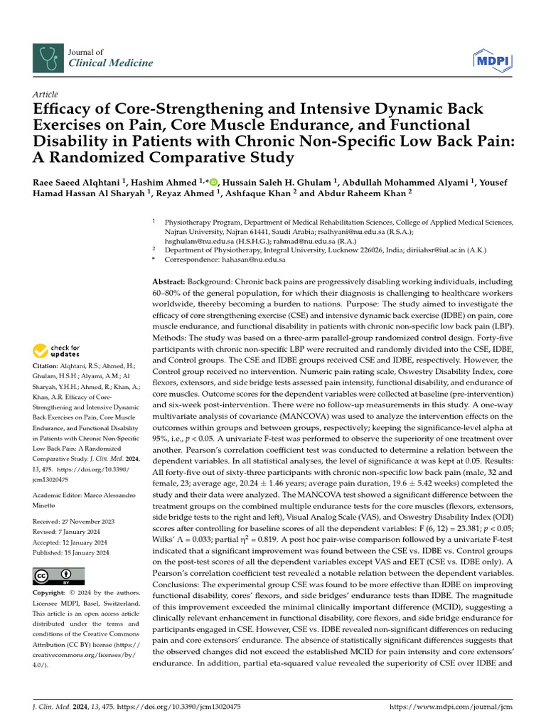 Clinical Medicine: Journal of | PDF | Pain | Low Back Pain