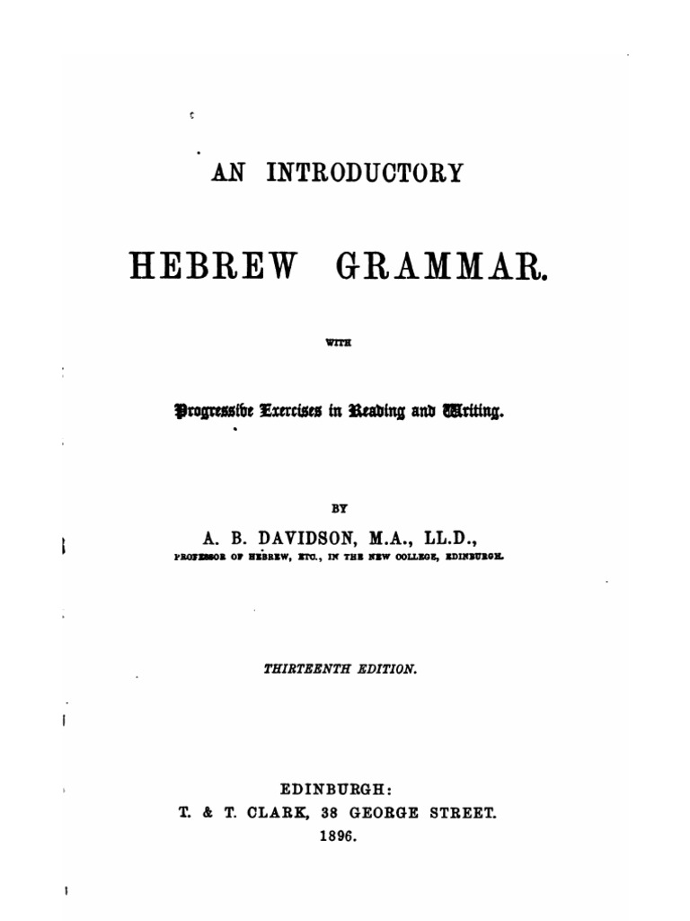 Davidson Intro Hebrew Grammar | PDF