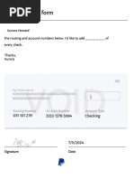 Routing and Account Numbers Document
