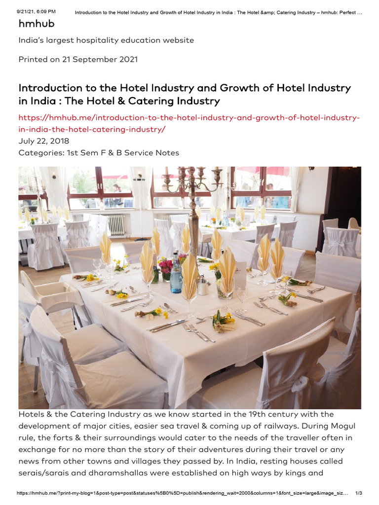 Introduction to the Hotel Industry and Growth of Hotel Industry in ...