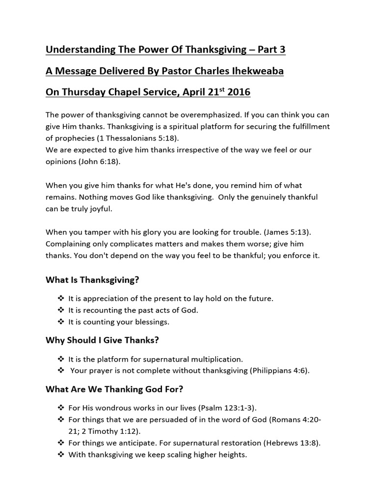 Understanding The Power of Thanksgiving PRT 3 April 21 2016 | PDF