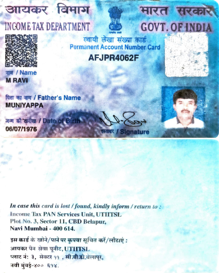 PAN Card Details for M Ravi | PDF