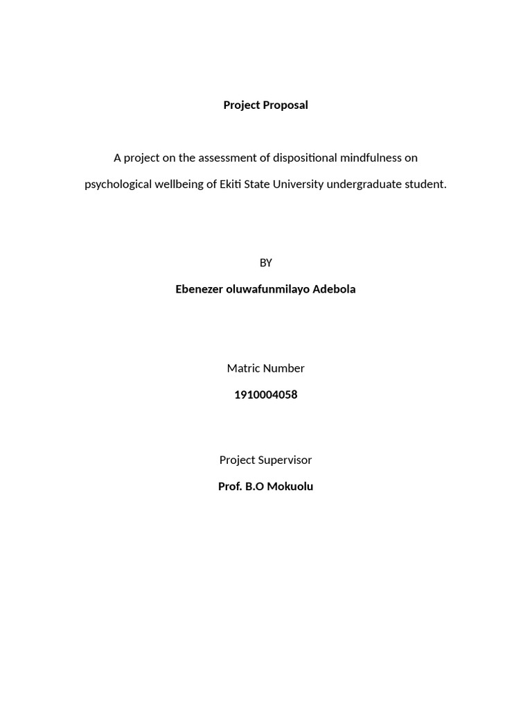 Project Proposal | PDF | Psychology | Mindfulness