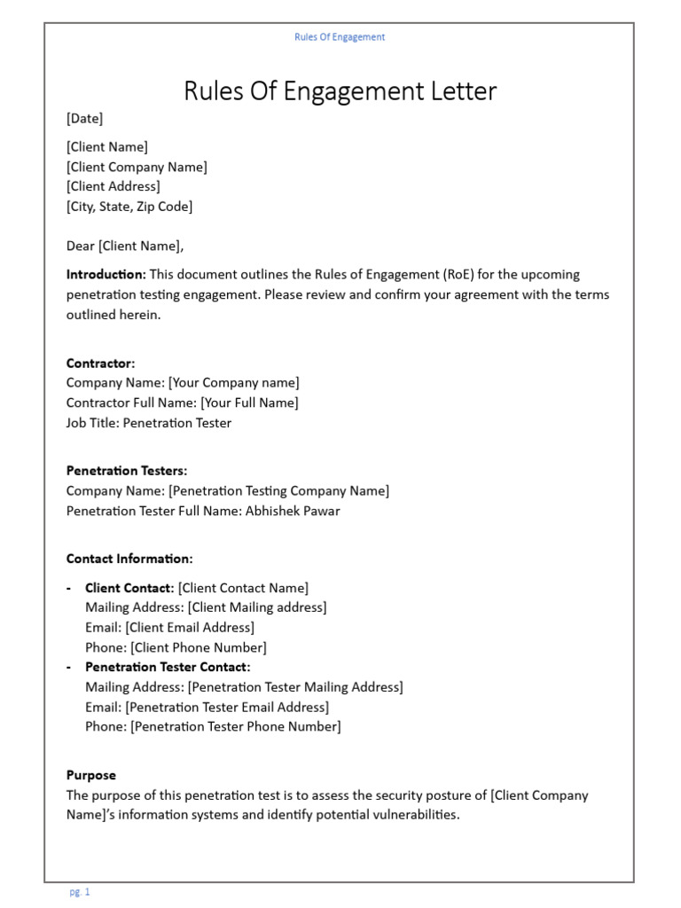 Penetration Testing Rules of Engagement | PDF | Computing | Information ...