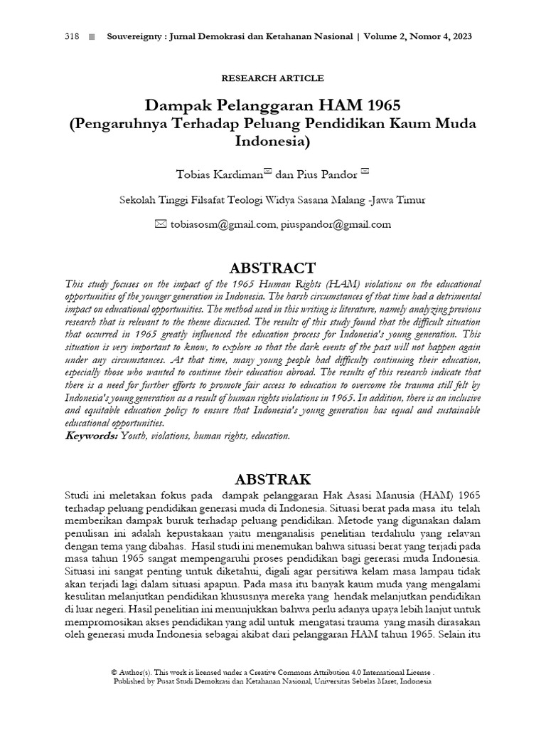 318 330+Edit+961+ +Dampak Pelanggaran Ham 1965 Pengaruhny Terhadap ...