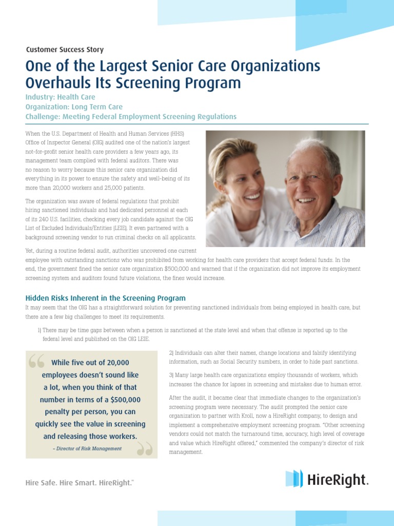 HireRight Senior Care Case Study | PDF | Background Check | Employment