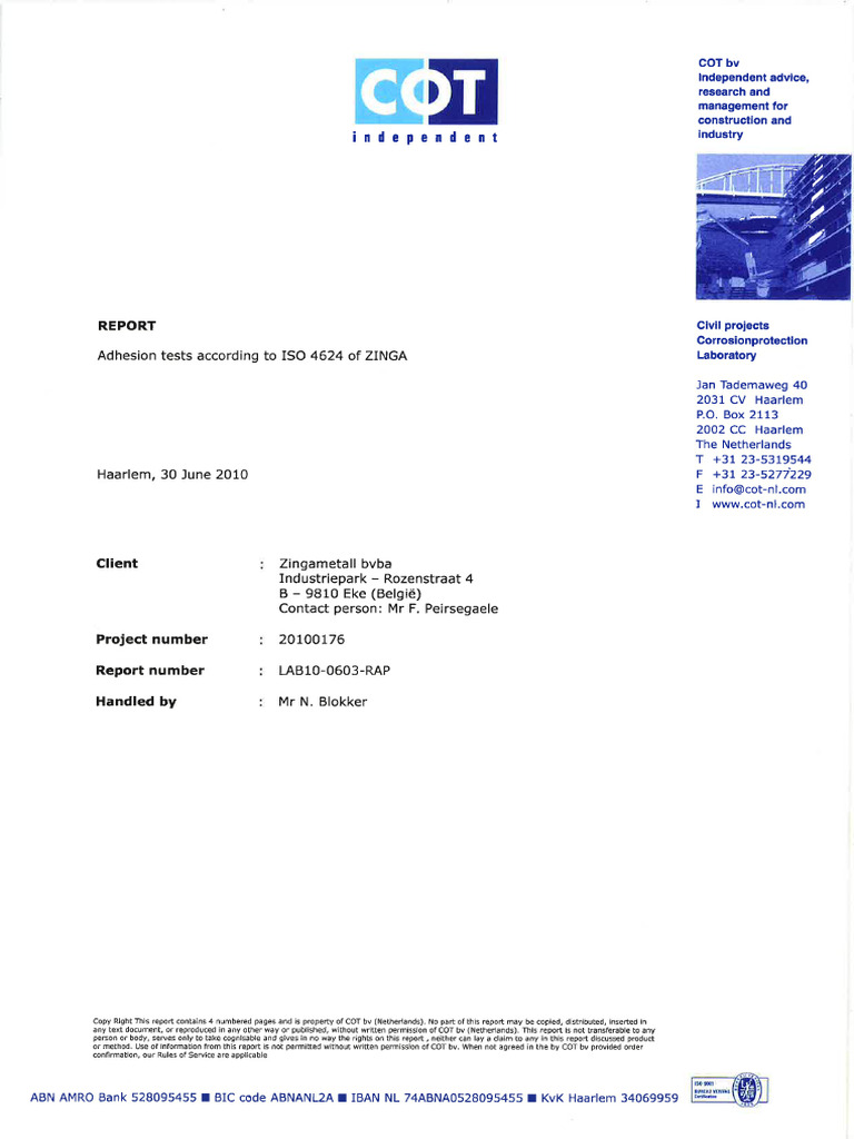 Adhesiontest On ZINGA (ISO 4624) | PDF