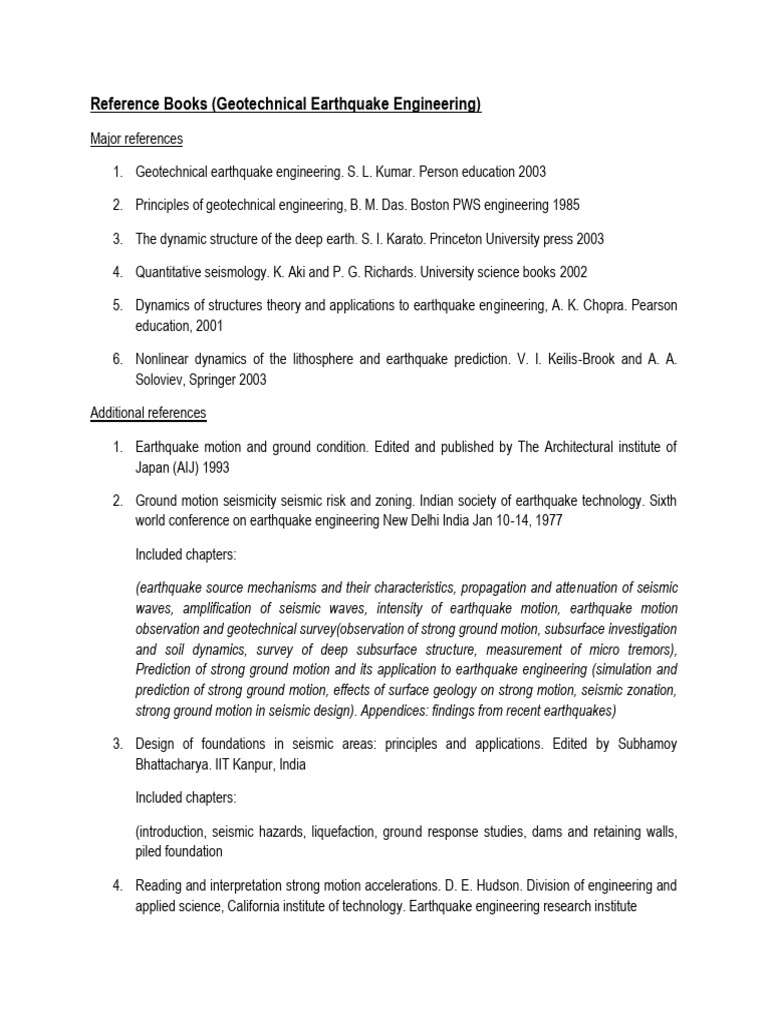 Geotechnical Earthquake Engineering References | PDF | Seismology ...