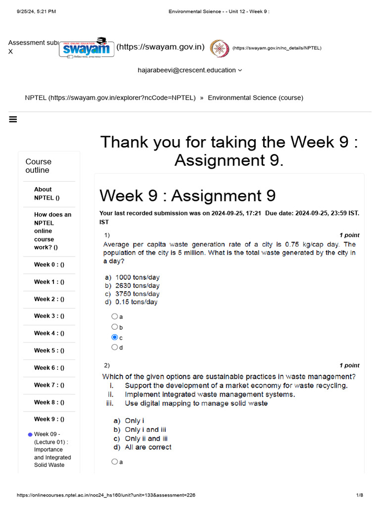 Week 9: MSW Management in Environmental Science | PDF | Municipal Solid ...