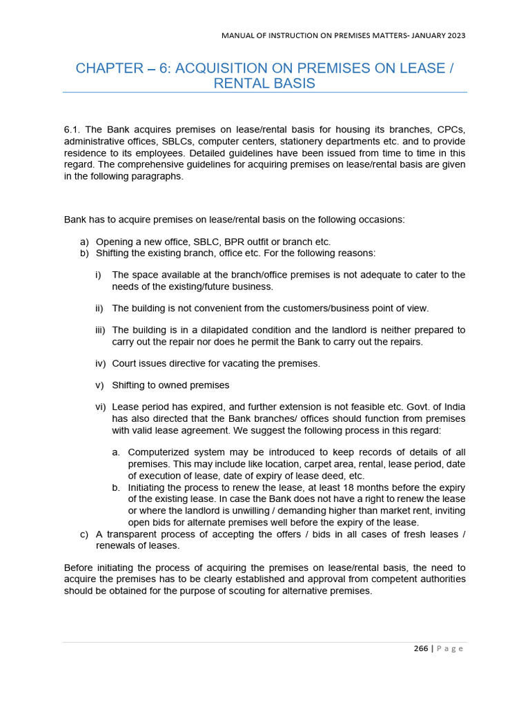 Guidelines for Acquiring Leased Premises | PDF | Lease | Landlord