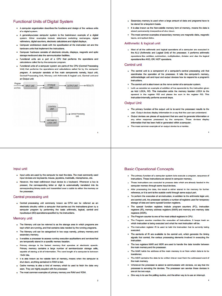Unit 1 Coa | PDF